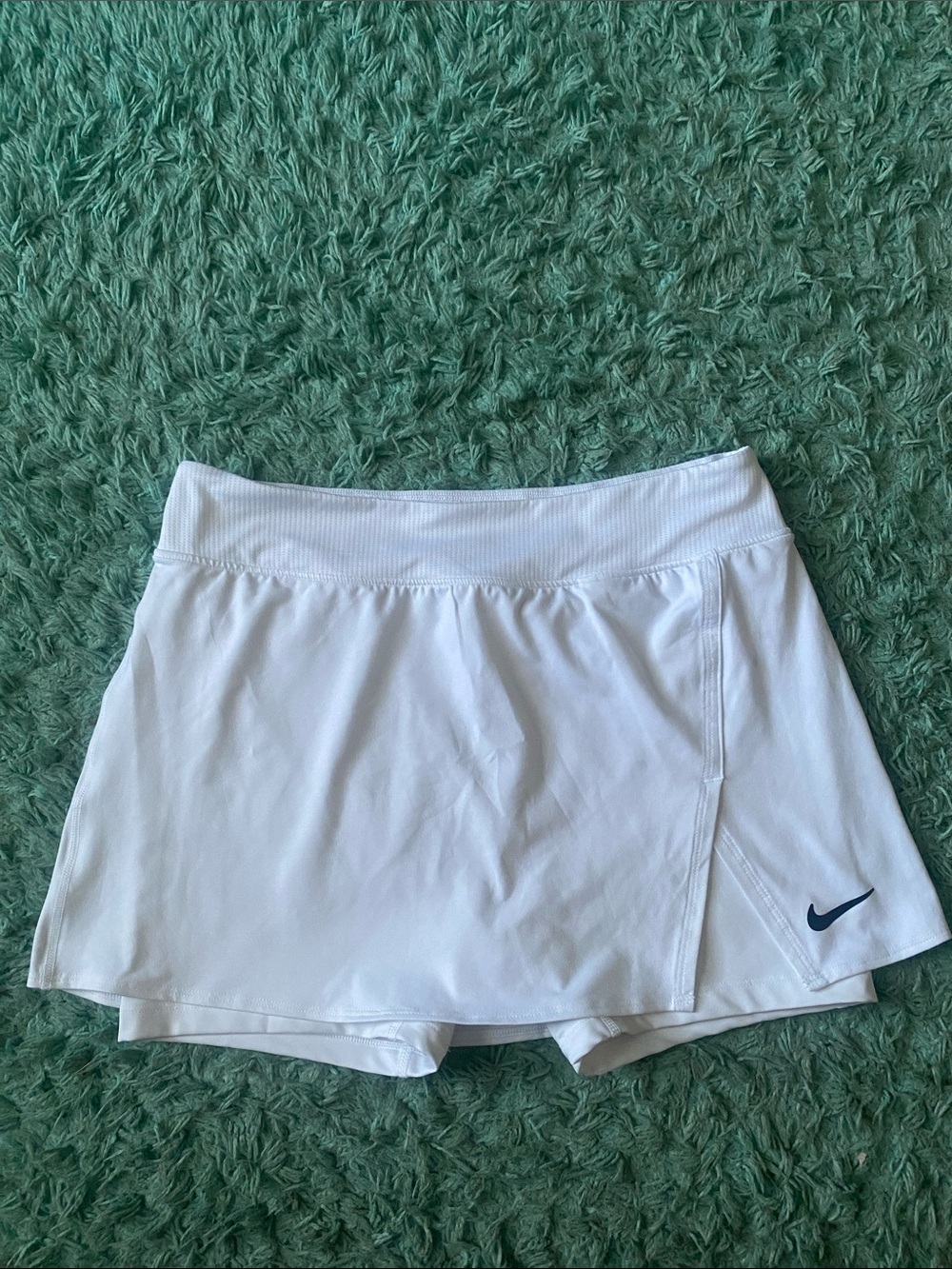 Nike White Women’s Athletic Skort with Navy Swoosh